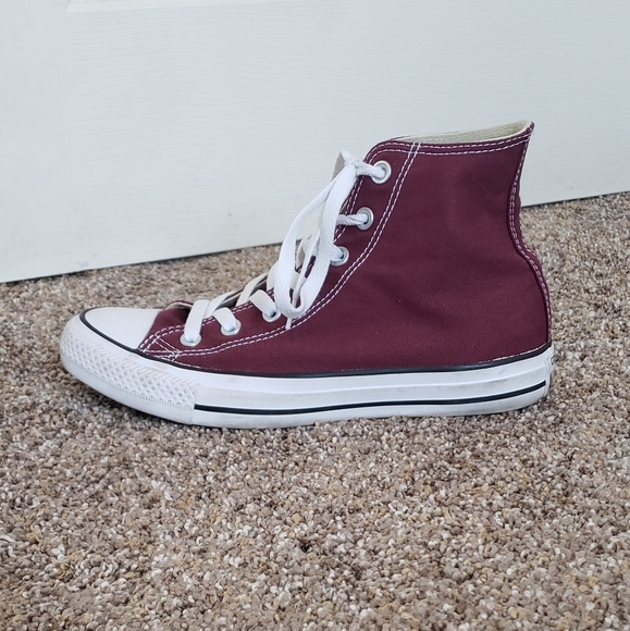 burgundy hi top converse
